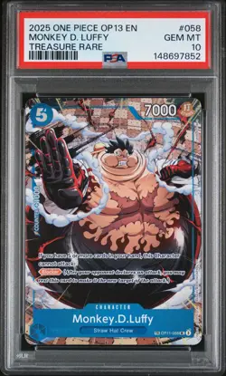 2025 ONE PIECE OP13-CARRYING ON HIS WILL TREASURE RARE MONKEY D. LUFFY PSA 10 - Image 1