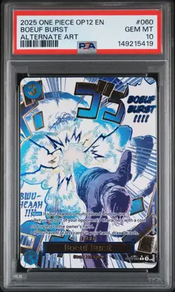 2025 ONE PIECE OP12-LEGACY OF THE MASTER ALTERNATE ART #060 BOEUF BURST PSA 10 - Image 1