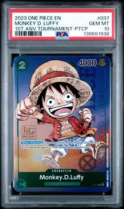 2023 ONE PIECE PROMOS 1ST ANV TOURNAMENT-PARTICIPATION MONKEY D. LUFFY PSA 10 - Image 1