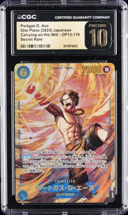 2025 ONE PIECE JPN CARRYING ON HIS WILL #OP13-119 PORTGAS D ACE CGC 10 PRISTINE - Image 1