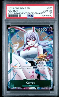 2025 ONE PIECE CHAMPIONSHIP 2025-26 EVENT PACK FINALIST #070 CARROT PSA 10 - Image 1