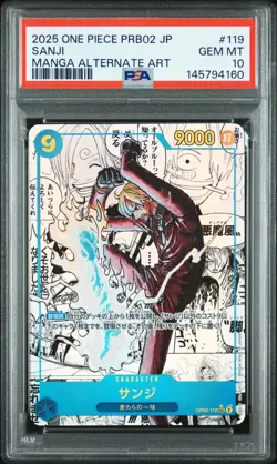 2025 ONE PIECE JAPANESE PRB02-MANGA ALTERNATE ART #119 SANJI PSA 10 - Image 1
