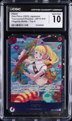 2025 ONE PIECE JAPANESE TOURNAMENT PROMO TOP 8 #OP11-010 HIBARI CGC 10 - Image 1