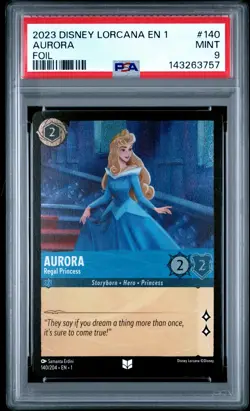 2023 DISNEY LORCANA EN 1-THE FIRST CHAPTER FOIL AURORA REGAL PRINCESS PSA 9 - Image 1