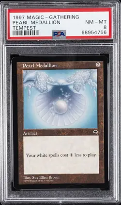 1997 MAGIC: THE GATHERING TEMPEST PEARL MEDALLION PSA 8 - Image 1