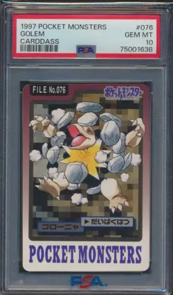 Pokemon Japanese Bandai Carddass 1997 076 Golem Card 76 Bandai PSA 10 Gem Mint - Image 1