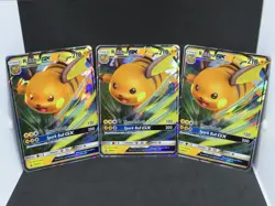 3 Pokemon Raichu GX SM213 Black Star Promo Ultra Rare Holo Oversized Lot CD3 - Image 1