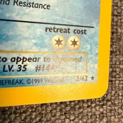 1999 Pokemon TCG Fossil Articuno 2/62 Holo - 1st Edition - Image 5