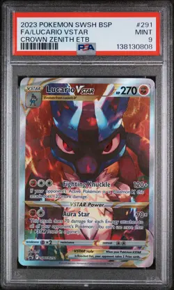 2023 POKEMON SWSH BLACK STAR PROMO #291 FULL ART/LUCARIO VSTAR PSA 9 - Image 1