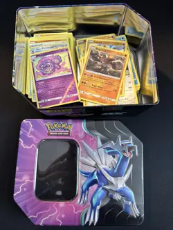 Pokemon TCG Lot 150+ Rare, Holo, Revers Holo Cards w/ Dialga Tin Lucario Zygarde - Image 1