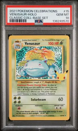 2021 POKEMON CELEBRATIONS CLASSIC COLLECTION #15 VENUSAUR-HOLO PSA 10 - Image 1
