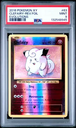 2016 POKEMON XY EVOLUTIONS #63 CLEFAIRY-REVERSE FOIL PSA 9 - Image 1