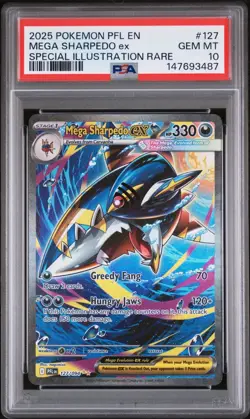 2025 PSA 10 POKEMON PHANTASMAL FLAMES MEGA SHARPEDO EX 127/094 English SIR - Image 1