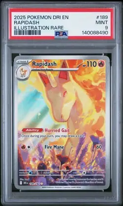 RAPIDASH 189/182 Illustration Rare Pokemon Destined Rivals PSA 9 Mint *hlb - Image 1