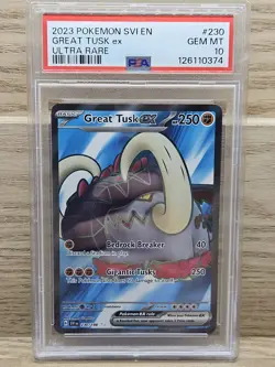 2023 Pokemon Card TCG Ulra Rare SV Great Tusk ex #230/198 PSA 10 Gem Mint (1) - Image 1