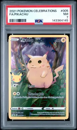 2021 POKEMON CELEBRATIONS #005 FULL ART/PIKACHU PSA 7 - Image 1