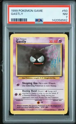 1999 POKEMON BASE SET UNLIMITED #50 GASTLY PSA 7 - Image 1