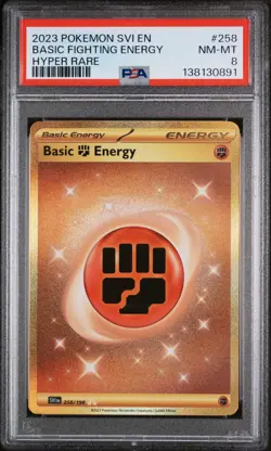 2023 POKEMON SVI EN-SCARLET & VIOLET HYPER RARE #258 BASIC FIGHTING ENERGY PSA 8 - Image 1