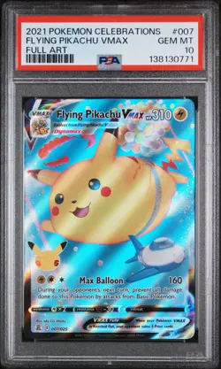 2021 POKEMON CELEBRATIONS #007 FULL ART/FLYING PIKACHU VMAX PSA 10 - Image 1