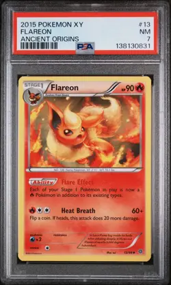 2015 POKEMON XY ANCIENT ORIGINS #13 FLAREON PSA 7 - Image 1