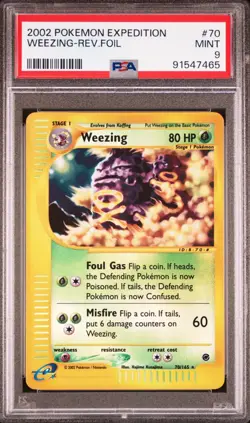 Pokemon Weezing Expedition Base Set 70/165 PSA 9 Reverse Holo Rare English - Image 1