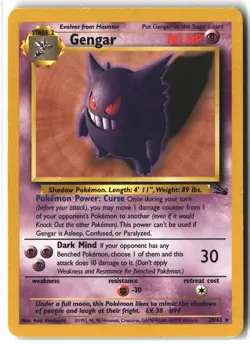 Gengar ⭐ 20/62 Rare WOTC Fossil 1999 Pokemon NM/LP - Image 1