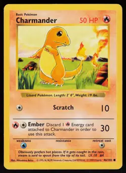 Charmander 46/102 Common Base Set Shadowless Pokemon - Image 1