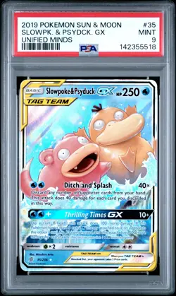 2019 POKEMON SUN & MOON UNIFIED MINDS #35 SLOWPOKE & PSYDUCK GX PSA 9 - Image 1