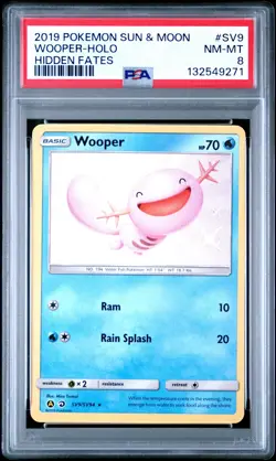 2019 POKEMON SUN & MOON HIDDEN FATES #SV9 WOOPER-HOLO PSA 8 - Image 1