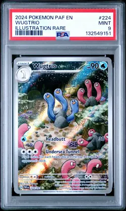 2024 POKEMON PAF EN-PALDEAN FATES ILLUSTRATION RARE #224 WUGTRIO PSA 9 - Image 1