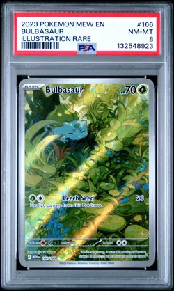 2023 POKEMON MEW EN-151 ILLUSTRATION RARE #166 BULBASAUR PSA 8 - Image 1