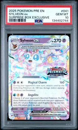 2025 POKEMON PRISMATIC EVOLUTIONS SURPRISE BOX EXCLUSIVE #041 SYLVEON EX PSA 10 - Image 1