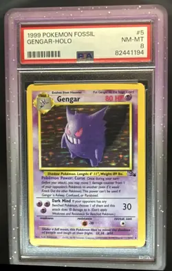 1999 Pokemon Fossil Gengar #5/62 PSA 8 - Image 1