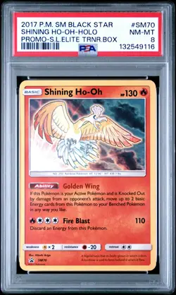 2017 POKEMON SM BLACK STAR PROMO #SM70 SHINING HO-OH-HOLO PSA 8 - Image 1