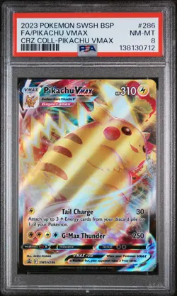 2023 POKEMON SWSH BLACK STAR PROMO #286 FULL ART/PIKACHU VMAX PSA 8 - Image 1