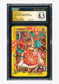 Pokemon CGC 8.5 AUTO 10 Fire Energy Holo Charizard Msing 2002 McDonald Japanese - Image 1