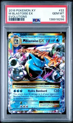 2016 Pokemon XY Evolutions M Blastoise EX 22/108 #22 PSA 10 - Image 1