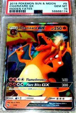 2019 Pokemon SM Hidden Fates - Charizard GX #9/68 PSA 10 GEM MT - Image 1