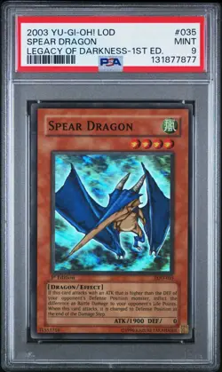2003 Yu-Gi-Oh! Spear Dragon Legacy of Darkness LOD 1st Edition Super Rare PSA 9 - Image 1