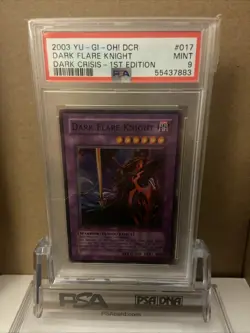 YuGiOh Dark Flare Knight 1st Edition PSA 9 DCR-017 MINT Super Rare Dark Crisis - Image 1