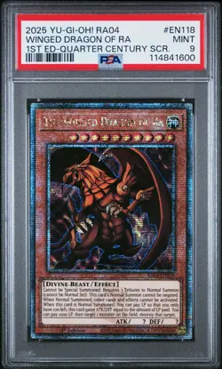 2025 YU-GI-OH! RA04-QUARTER CENTURY STAMPEDE THE WINGED DRAGON OF RA PSA 9 - Image 1