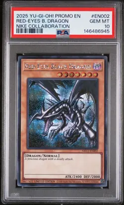 2025 YU-GI-OH! NIKE COLLABORATION PROMO #EN002 RED-EYES BLACK DRAGON PSA 10 - Image 1