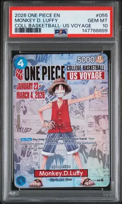 2026 ONE PIECE PROMOS COLLEGE BASKETBALL : US VOYAGE MONKEY D. LUFFY PSA 10 - Image 1