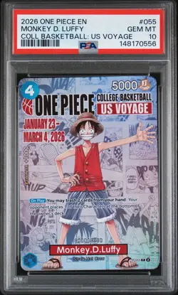 2026 ONE PIECE PROMOS COLLEGE BASKETBALL : US VOYAGE MONKEY D. LUFFY PSA 10 - Image 1