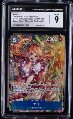 2025 ONE PIECE JAPANESE A FIST OF DIVINE SPEED ALT ART #OP11-054 NAMI CGC 9 - Image 1