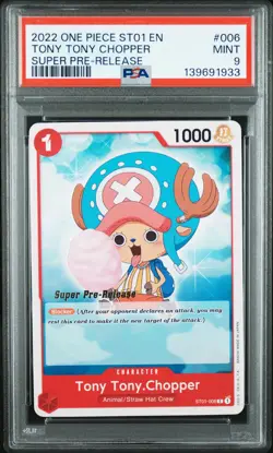 2022 ONE PIECE STARTER DECK STRAW HAT CREW PRE-RELEASE TONY TONY CHOPPER PSA 9 - Image 1