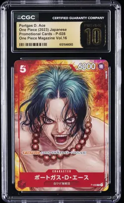 2023 ONE PIECE JPN PROMO MAGAZINE VOL 16 #P-028 PORTGAS D. ACE CGC 10 PRISTINE - Image 1