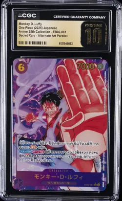 2025 ONE PIECE JPN ANIME 25TH COLLECTION ALT ART #EB02-061 MONKEY D LUFFY CGC 10 - Image 1