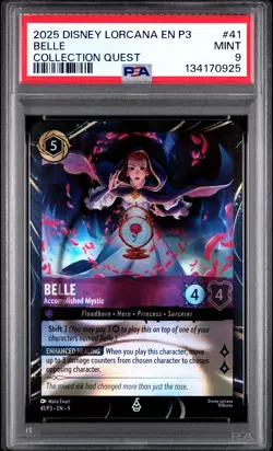 2025 DISNEY LORCANA EN P3-PROMO COLLECTION QUEST BELLE ACCOMPLISHED MYSTIC PSA 9 - Image 1