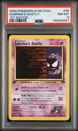 2000 POKEMON GYM CHALLENGE 1ST EDITION #96 SABRINA'S GASTLY PSA 8 - Image 1